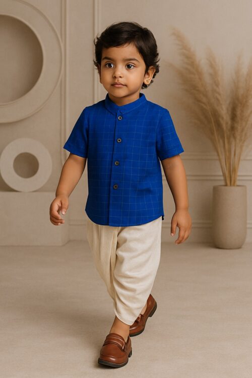 Blue Checked Ethnic Shirt