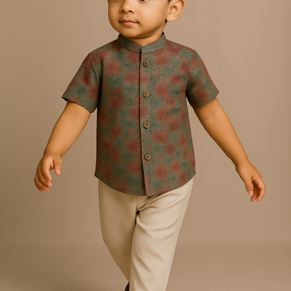 Grey Floral Ethnic Shirt
