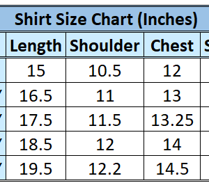 Shirt Size Chart
