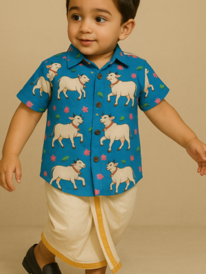 Blue Pichhwai Ethnic Shirt
