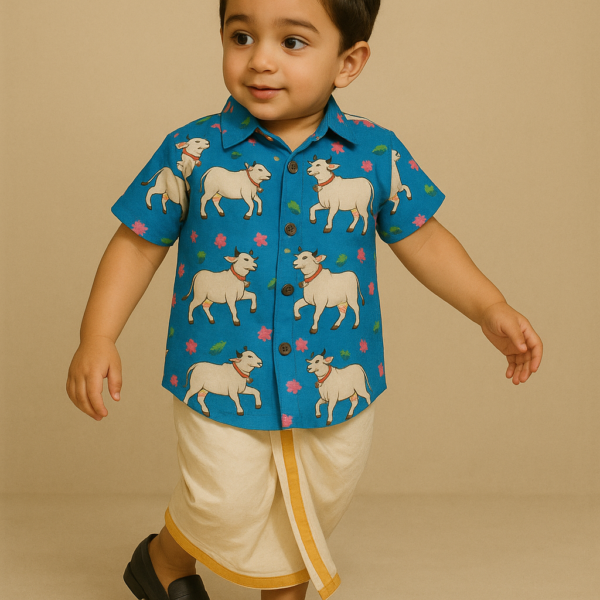 Blue Pichhwai Ethnic Shirt