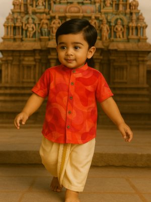 Peach Tissue Ethnic Shirt