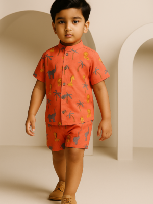 Peach Animal Print Co-Ord Set Dress