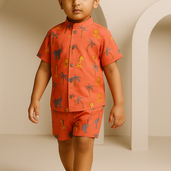 Peach Animal Print Co-Ord Set Dress