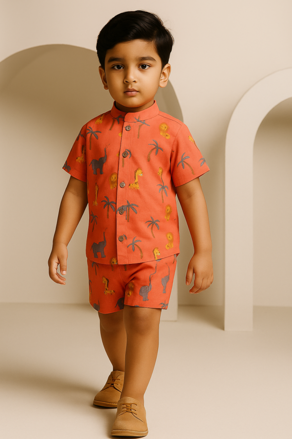 Peach Animal Print Co-Ord Set Dress
