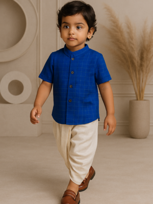 Blue Checked Ethnic Shirt