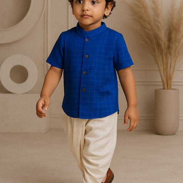 Blue Checked Ethnic Shirt