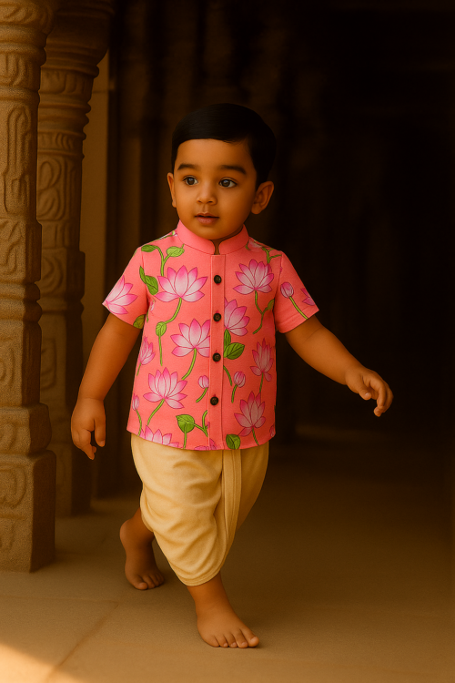 Peach Pichwai Ethnic Shirt