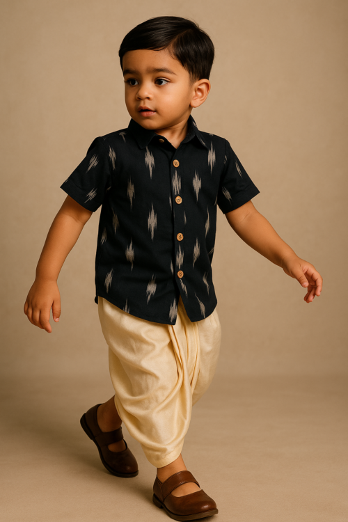 Black Ikkat Cotton Shirt