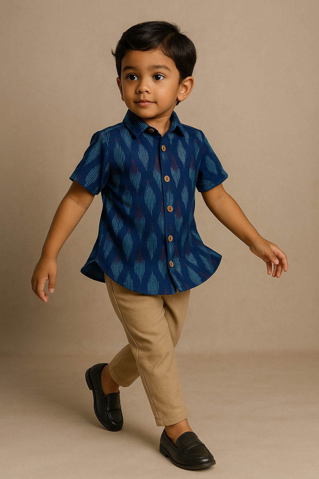 Blue Ikkat Cotton Shirt