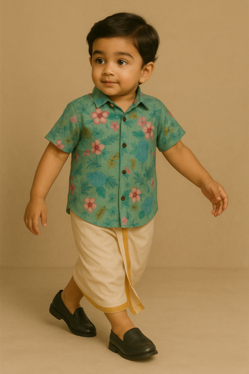 Green Floral Ethnic Shirt