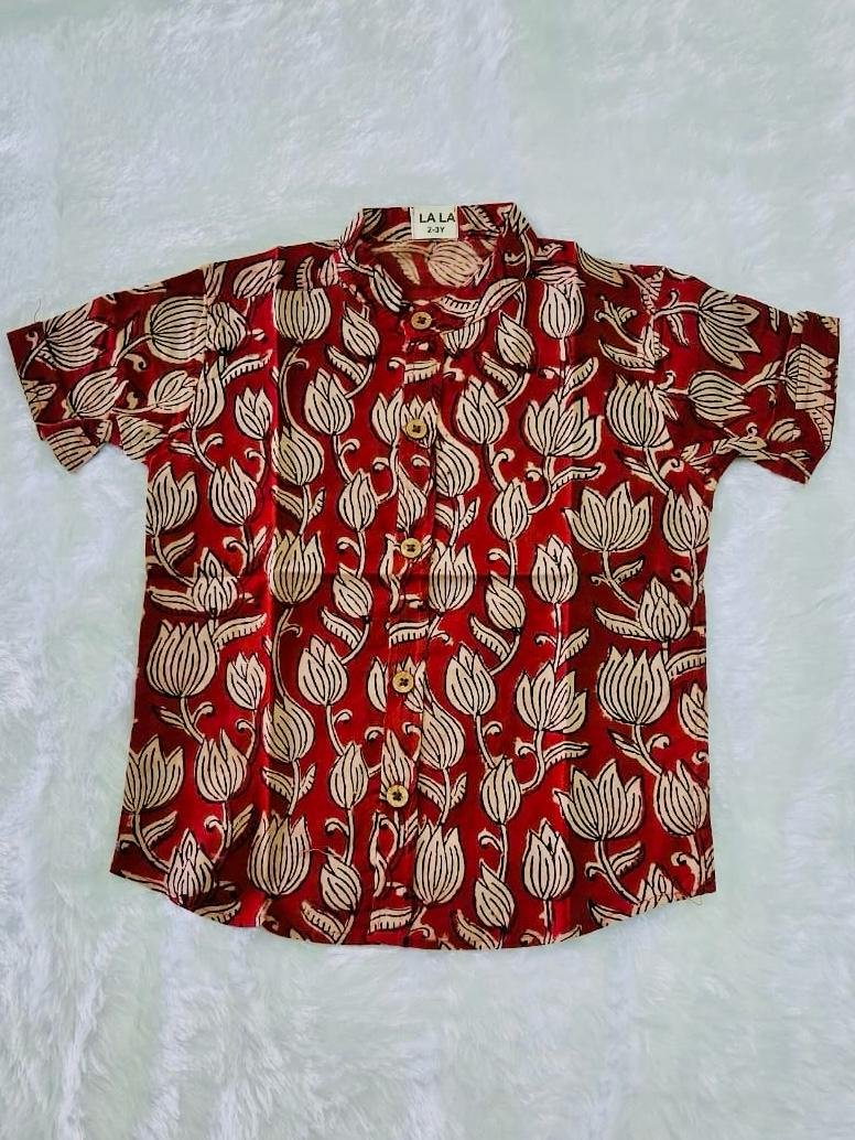Maroon Bloom Cotton Shirt - Image 2