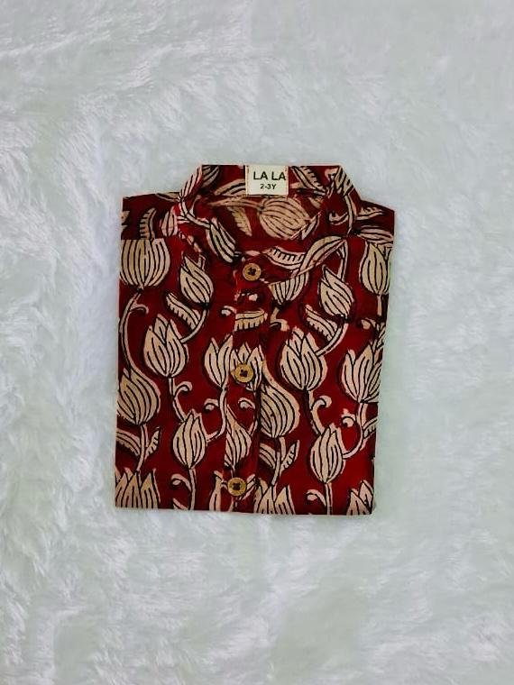 Maroon Bloom Cotton Shirt - Image 3