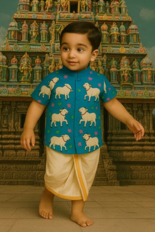 Blue Pichwai Ethnic Shirt