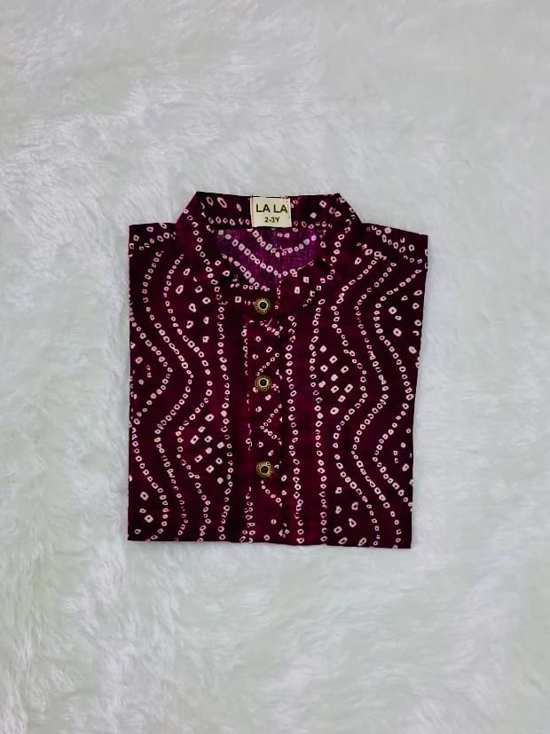Royal Purple Bandhani Cotton Shirt - Image 3