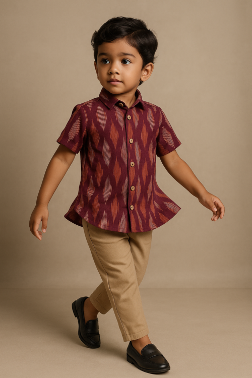Purple Ikkat Cotton Shirt
