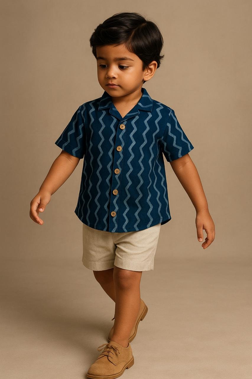 Blue Wave Cotton Shirt