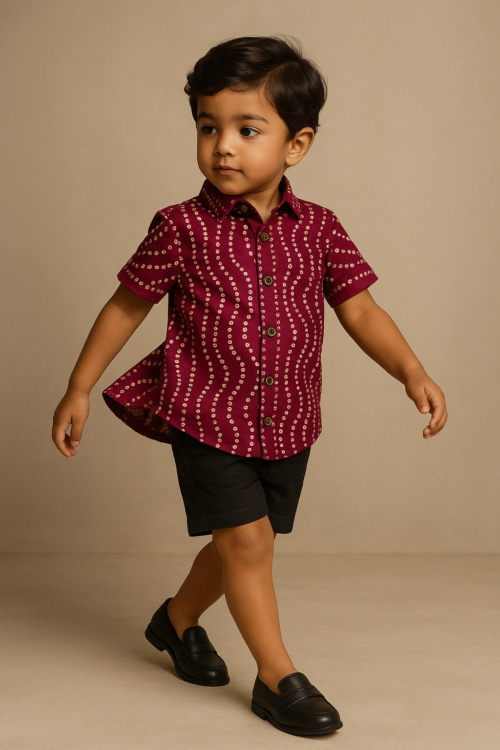 Royal Purple Bandhani Cotton Shirt